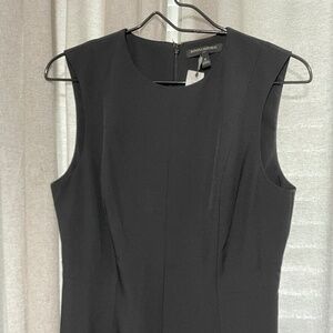 Banana Republic black sheath dress size 8 knee length front slit sleeveless